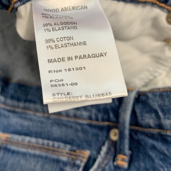 Good American Good 90’s High Waisted Denim Jean Frayed Cut Off Shorts Plus Sz 20 - Picture 9 of 13